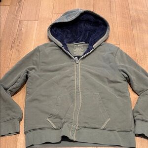 L.L. Bean Fuzzy lined Green Zip-Up Hoodie